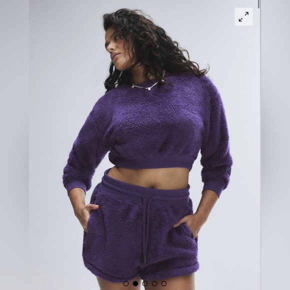 Savage X Fenty Undercover Softie Plush Teddy Cropped Sweatshirt‎ size XL - Picture 1 of 8